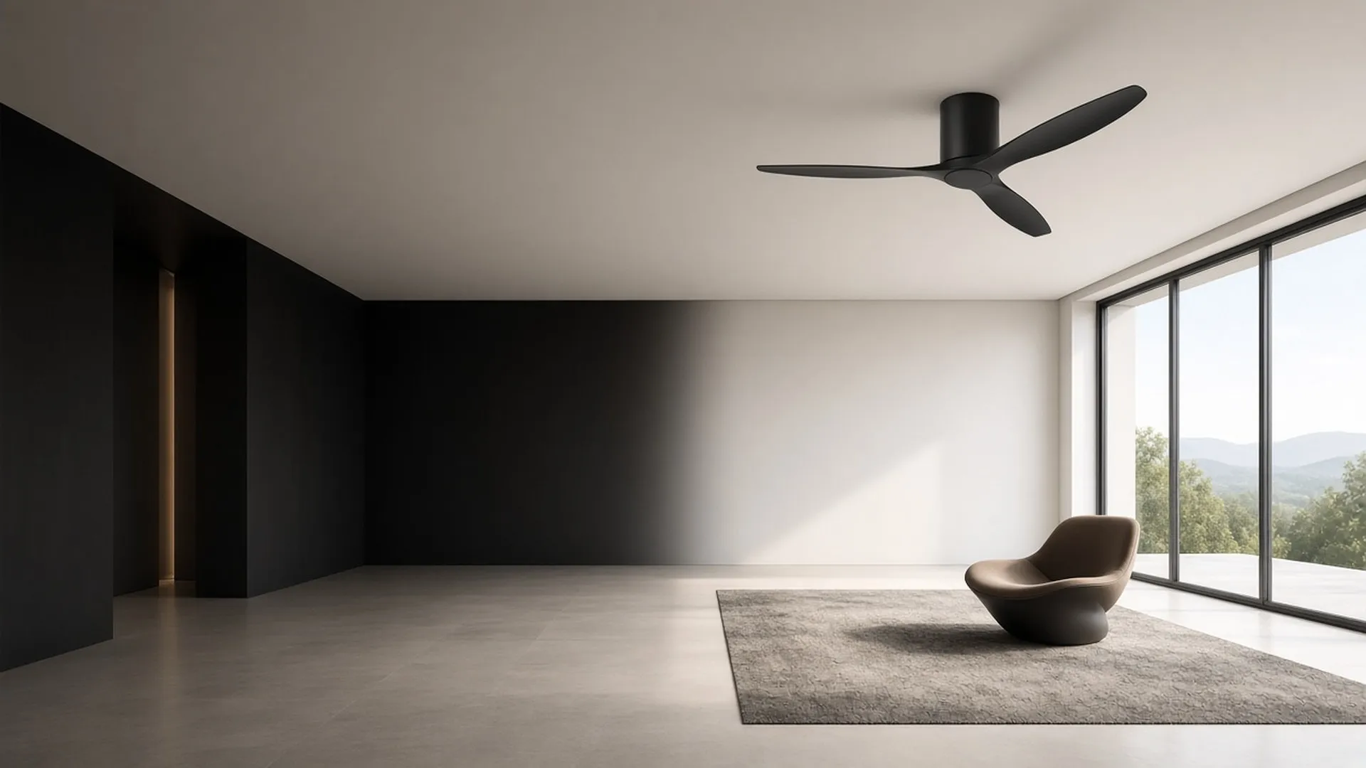 A freshly finished ceiling fan in a calm