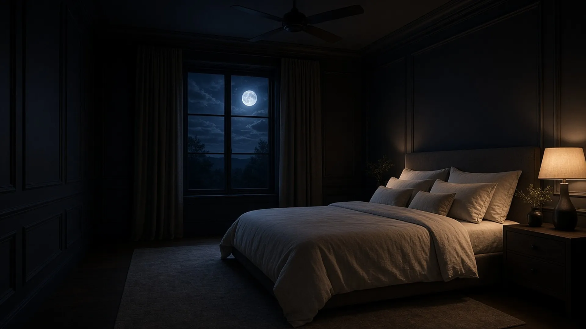 A quiet bedroom at night